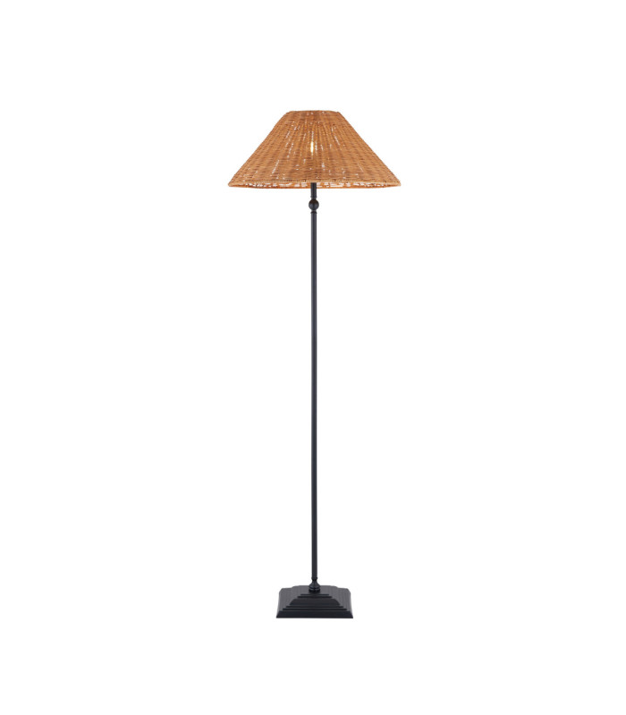 Jericho Floor Lamp Matt Black Dark Rattan-1