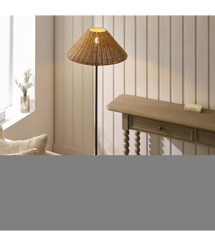 Jericho Floor Lamp Matt Black Dark Rattan-3