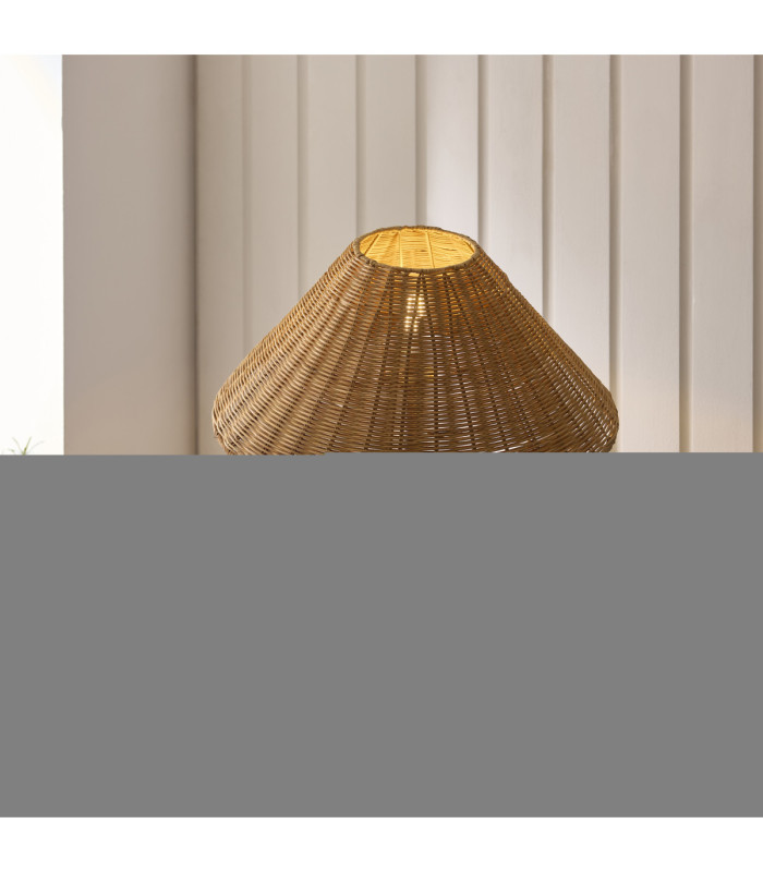 Jericho Floor Lamp Matt Black Dark Rattan-4