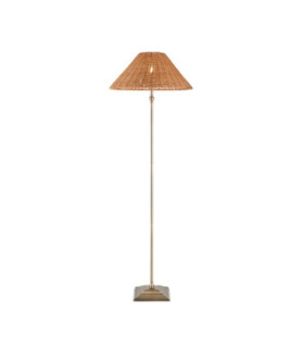 Jericho Floor Lamp Antique Brass Dark Rattan-1