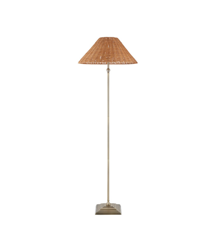 Jericho Floor Lamp Antique Brass Dark Rattan-9