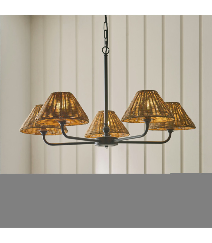 Jericho Multi Arm Pendant Light Matt Black Dark Rattan-3