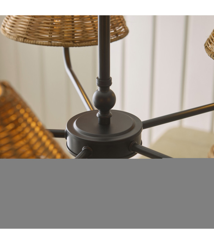 Jericho Multi Arm Pendant Light Matt Black Dark Rattan-5