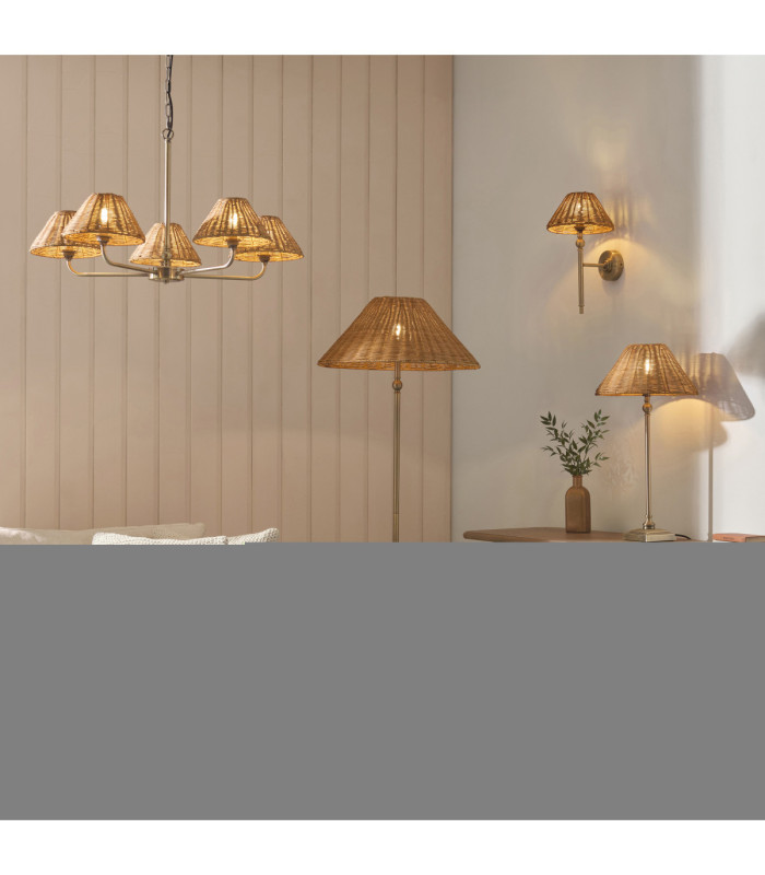 Jericho Multi Arm Pendant Light Antique Brass Dark Rattan-8