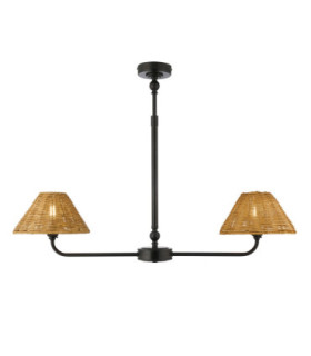 Jericho Multi Arm Pendant Light Matt Black Dark Rattan-1