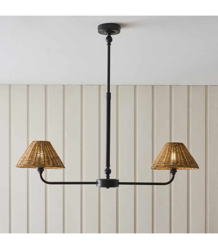 Jericho Multi Arm Pendant Light Matt Black Dark Rattan-3