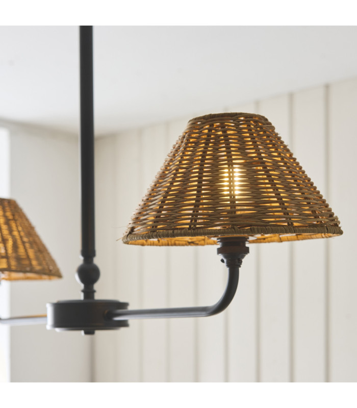 Jericho Multi Arm Pendant Light Matt Black Dark Rattan-4