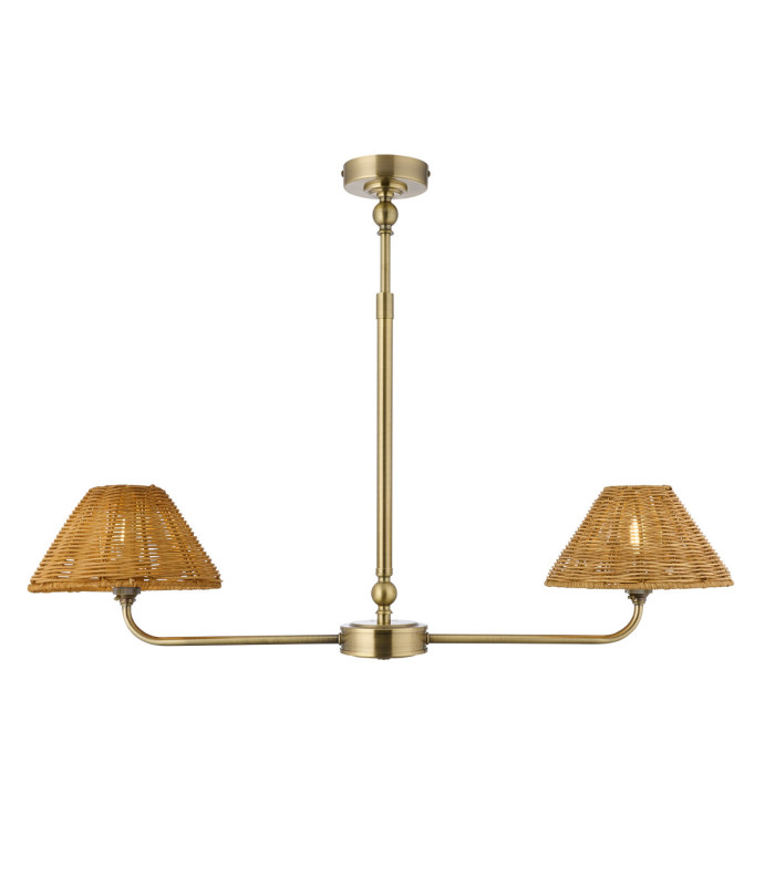 Jericho Multi Arm Pendant Light Antique Brass Dark Rattan-1