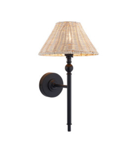 Jericho Wall Lamp Matt Black Natural Rattan-1