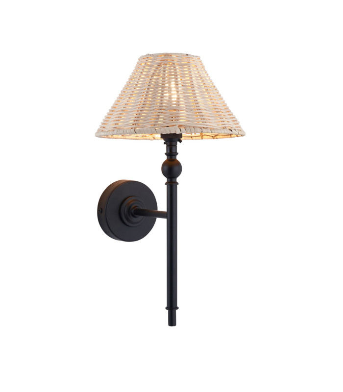 Jericho Wall Lamp Matt Black Natural Rattan-1