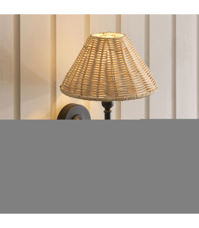Jericho Wall Lamp Matt Black Natural Rattan-3