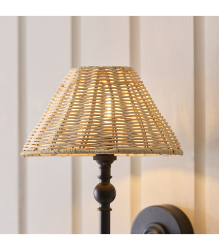 Jericho Wall Lamp Matt Black Natural Rattan-4