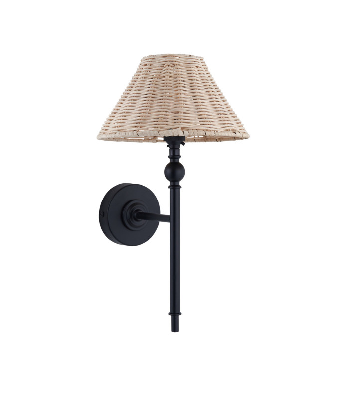 Jericho Wall Lamp Matt Black Natural Rattan-8