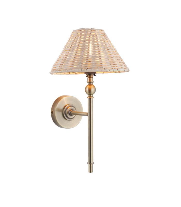 Jericho Wall Lamp Antique Brass Natural Rattan-1