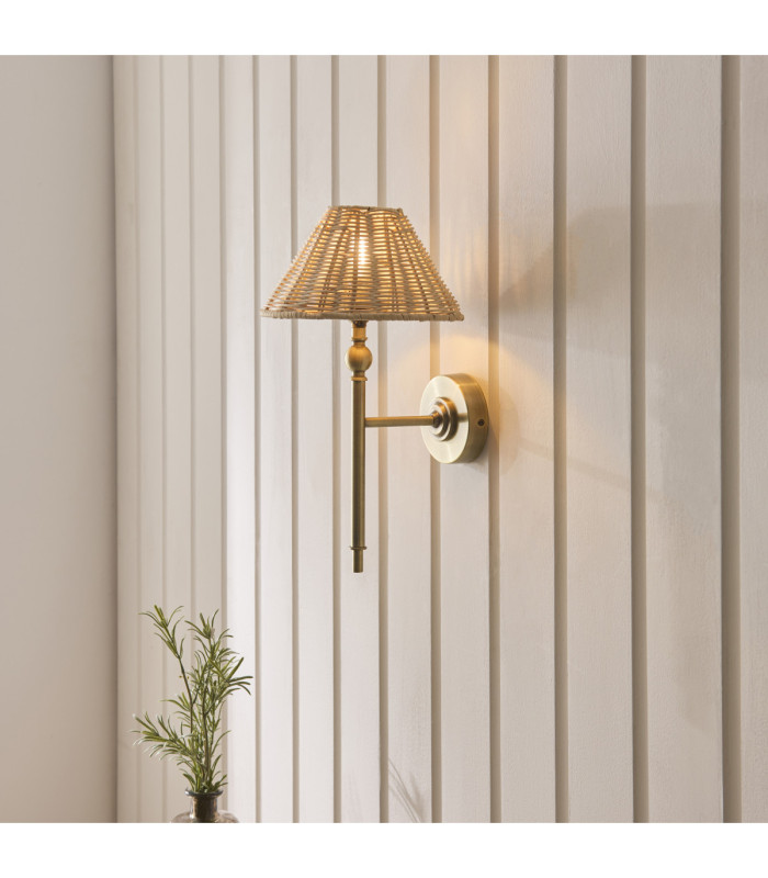 Jericho Wall Lamp Antique Brass Natural Rattan-2