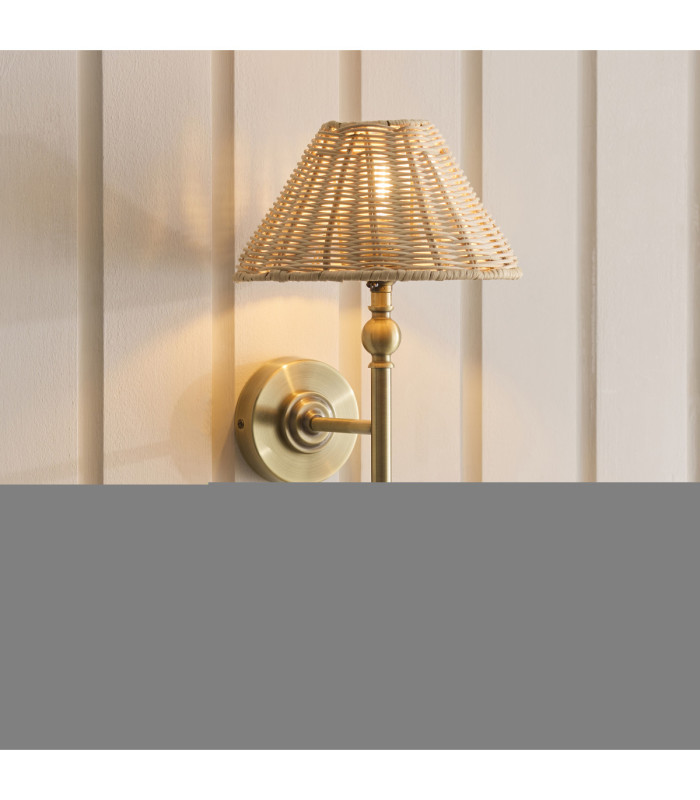 Jericho Wall Lamp Antique Brass Natural Rattan-3
