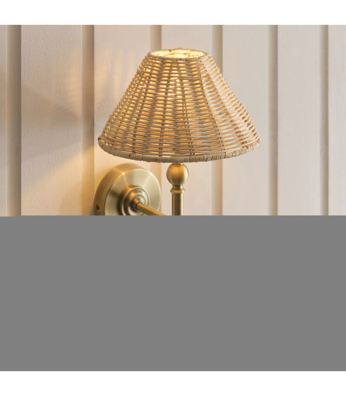 Jericho Wall Lamp Antique Brass Natural Rattan-4