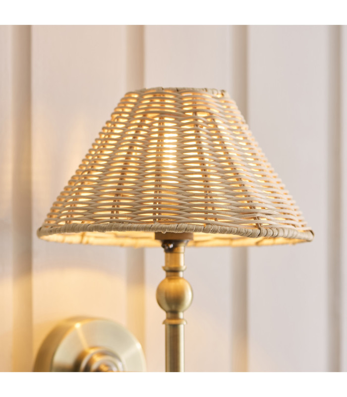 Jericho Wall Lamp Antique Brass Natural Rattan-5