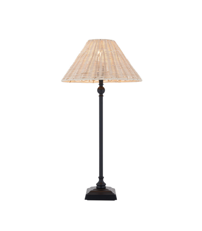 Jericho Table Lamp Matt Black Natural Rattan-1
