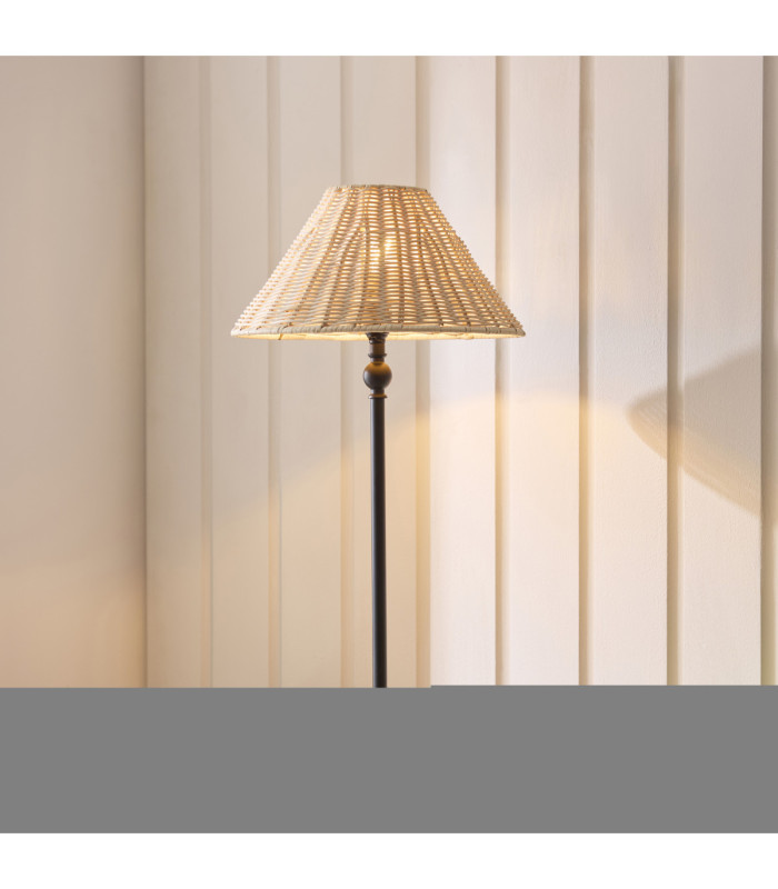 Jericho Table Lamp Matt Black Natural Rattan-3