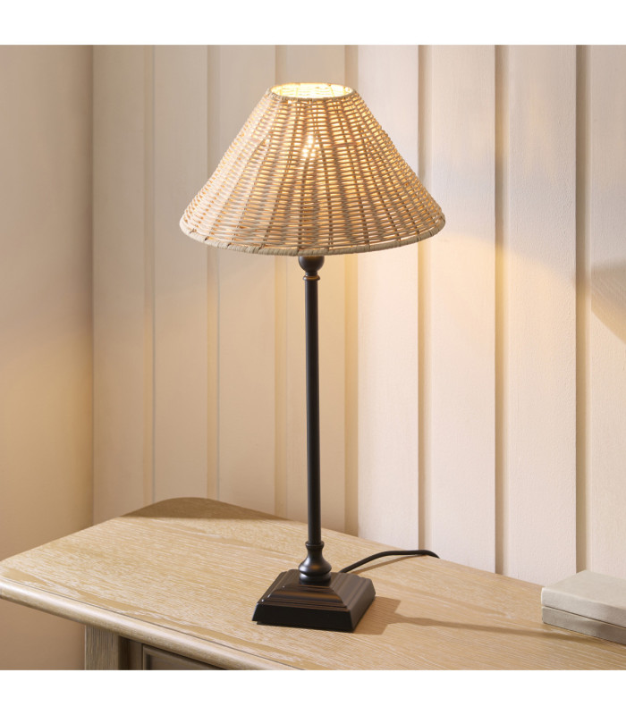 Jericho Table Lamp Matt Black Natural Rattan-4