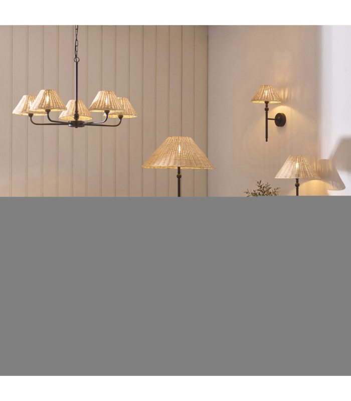 Jericho Table Lamp Matt Black Natural Rattan-9
