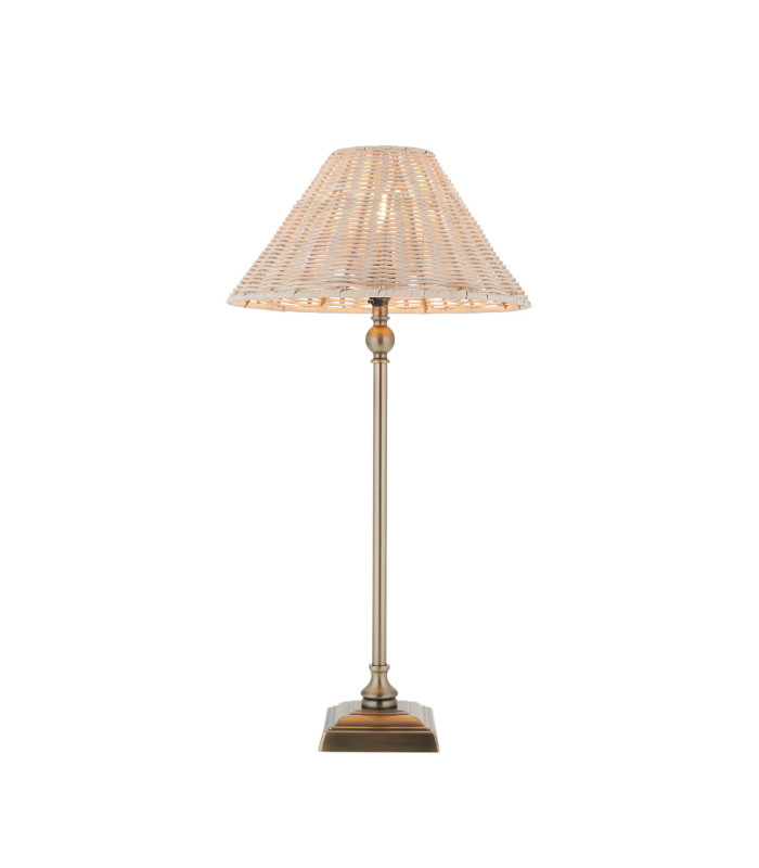 Jericho Table Lamp Antique Brass Natural Rattan-1
