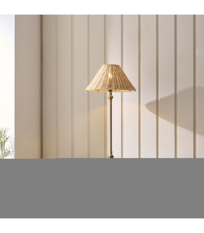 Jericho Table Lamp Antique Brass Natural Rattan-2