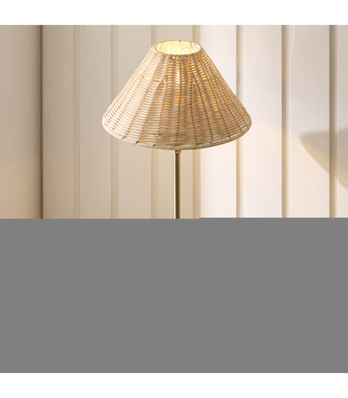 Jericho Table Lamp Antique Brass Natural Rattan-4