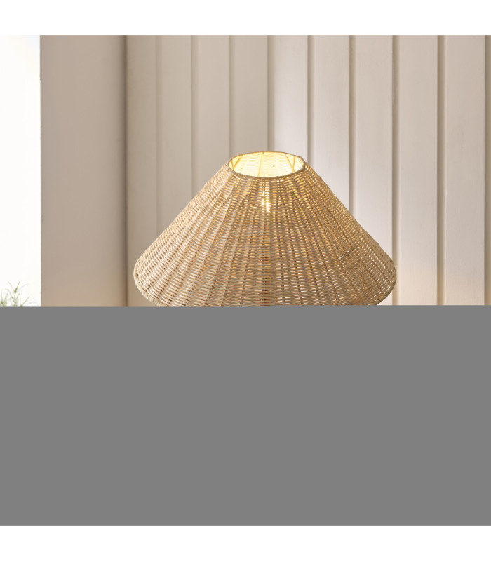Jericho Floor Lamp Matt Black Natural Rattan-3