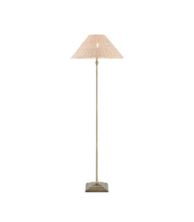 Jericho Floor Lamp Antique Brass Natural Rattan-1
