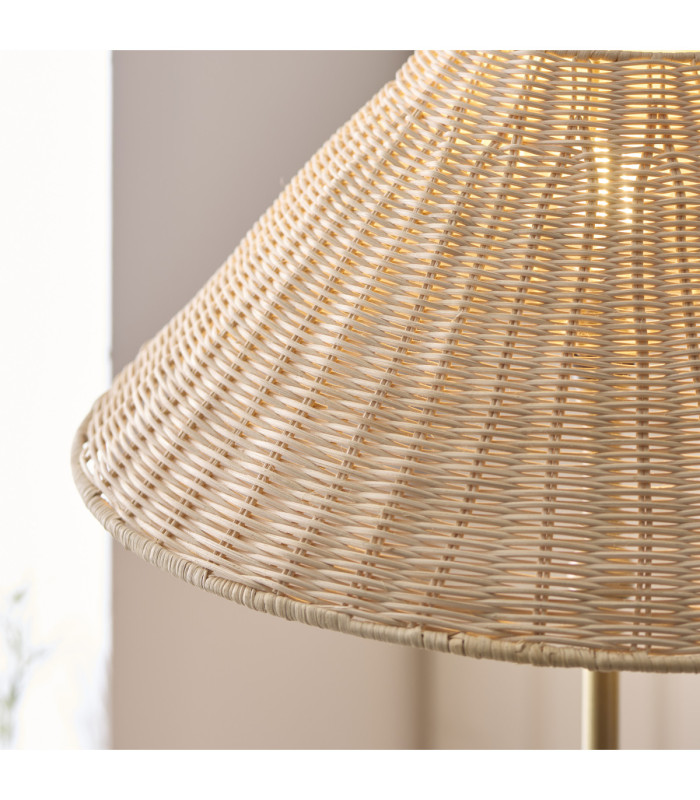 Jericho Floor Lamp Antique Brass Natural Rattan-4
