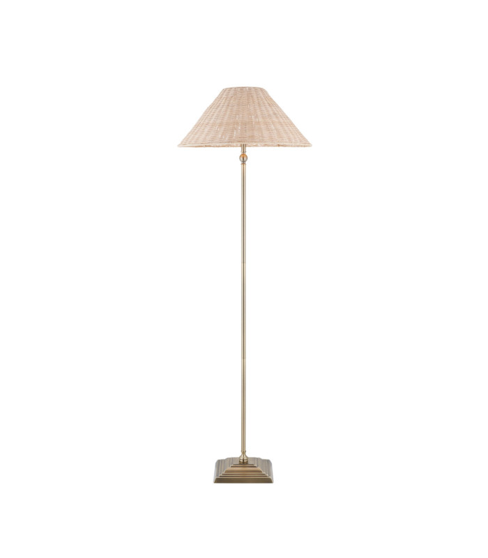 Jericho Floor Lamp Antique Brass Natural Rattan-7