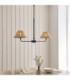 Jericho Multi Arm Pendant Light Matt Black Natural Rattan-2