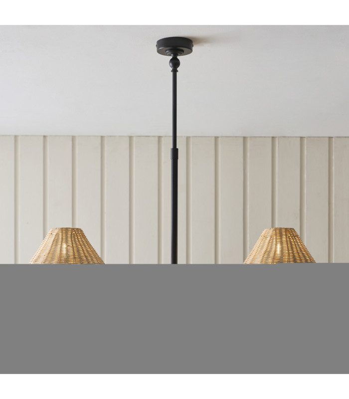 Jericho Multi Arm Pendant Light Matt Black Natural Rattan-4