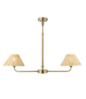 Jericho Multi Arm Pendant Light Antique Brass Natural Rattan-1