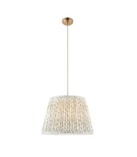 Eltham & Leaf 40cm Cylindrical Pendant Light Brushed Aged Brass Herb Garden Green-1
