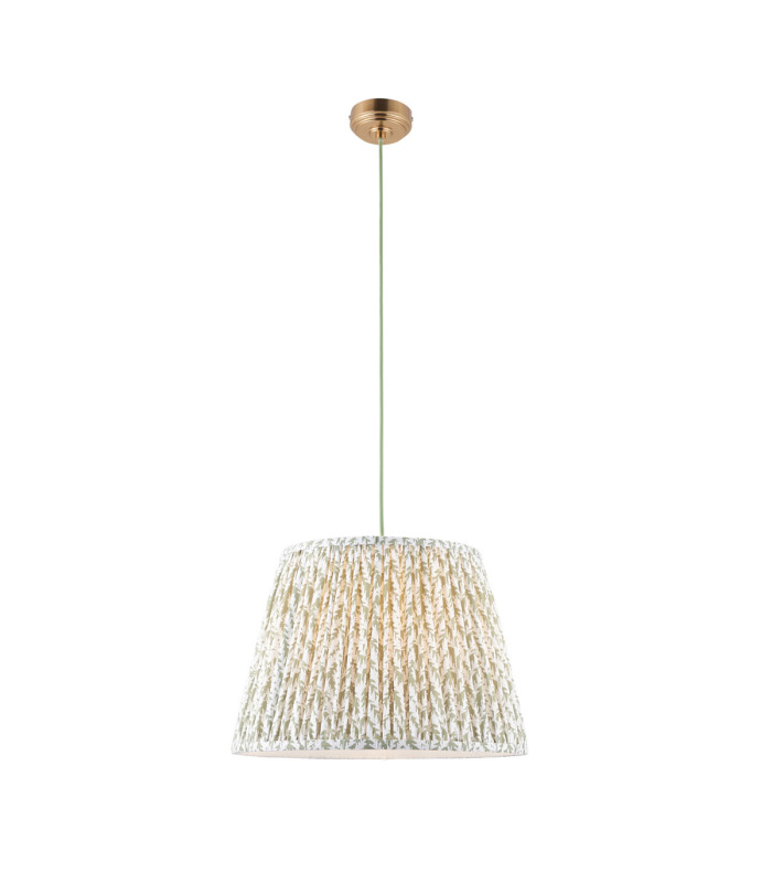 Eltham & Leaf 40cm Cylindrical Pendant Light Brushed Aged Brass Herb Garden Green-1