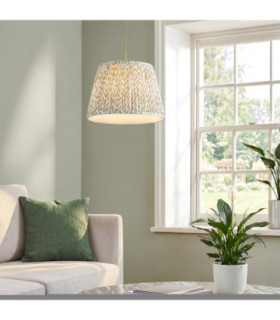 Eltham & Leaf 40cm Cylindrical Pendant Light Brushed Aged Brass Herb Garden Green-2