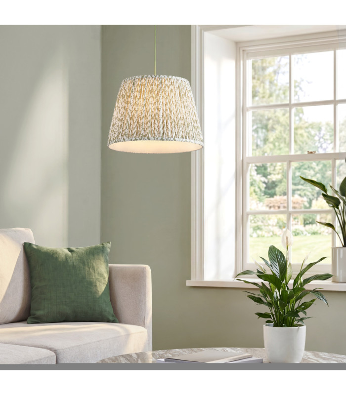 Eltham & Leaf 40cm Cylindrical Pendant Light Brushed Aged Brass Herb Garden Green-2