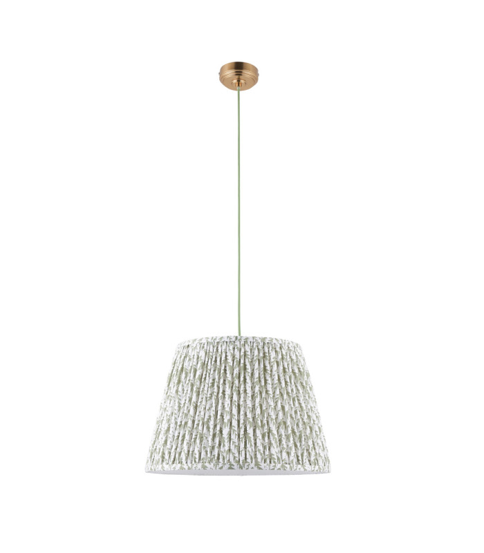 Eltham & Leaf 40cm Cylindrical Pendant Light Brushed Aged Brass Herb Garden Green-8
