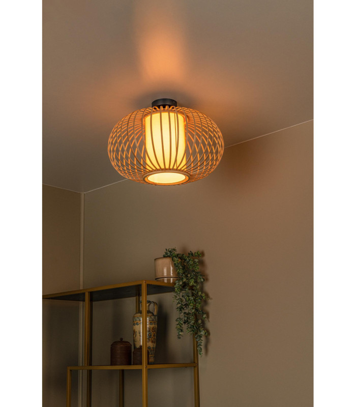 Lucide THULINE - Flush ceiling light - Ø 45 cm - 1xE27 - Light Wood Look - Essential-4