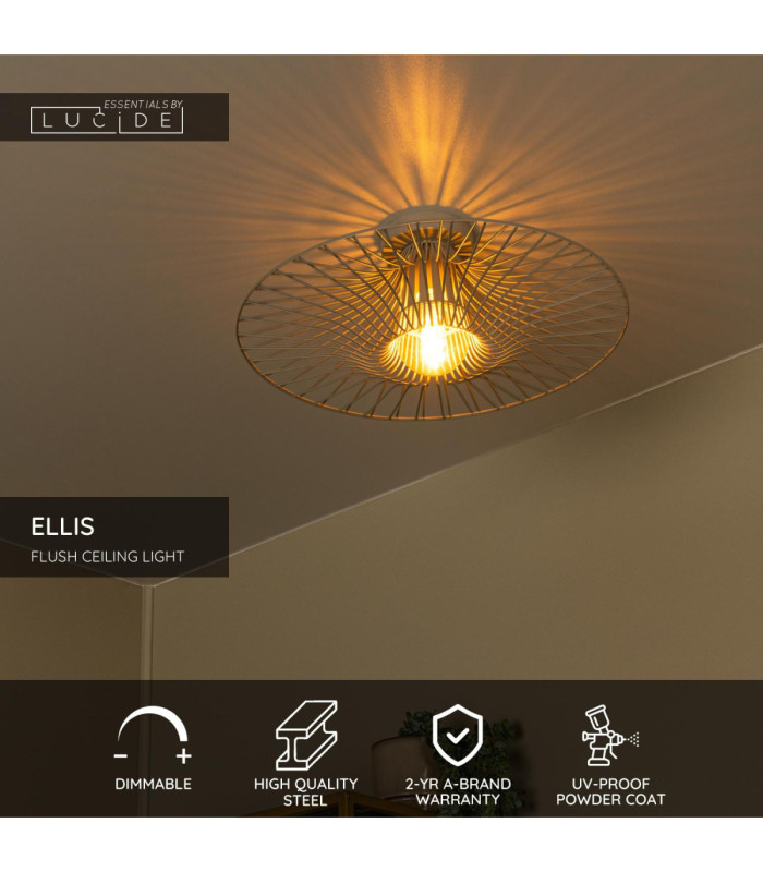 Lucide ELLIS - Flush ceiling light - Ø 50 cm - 1xE27 - Taupe - Essential-3