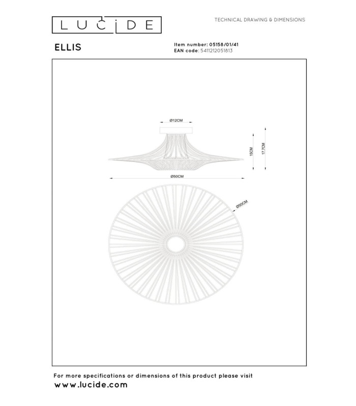 Lucide ELLIS - Flush ceiling light - Ø 50 cm - 1xE27 - Taupe - Essential-9