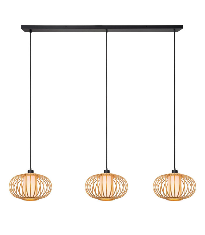 Lucide THULINE - Pendant light - 3xE27 - Light Wood Look - Essential-1