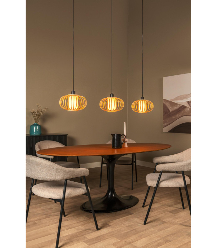 Lucide THULINE - Pendant light - 3xE27 - Light Wood Look - Essential-4