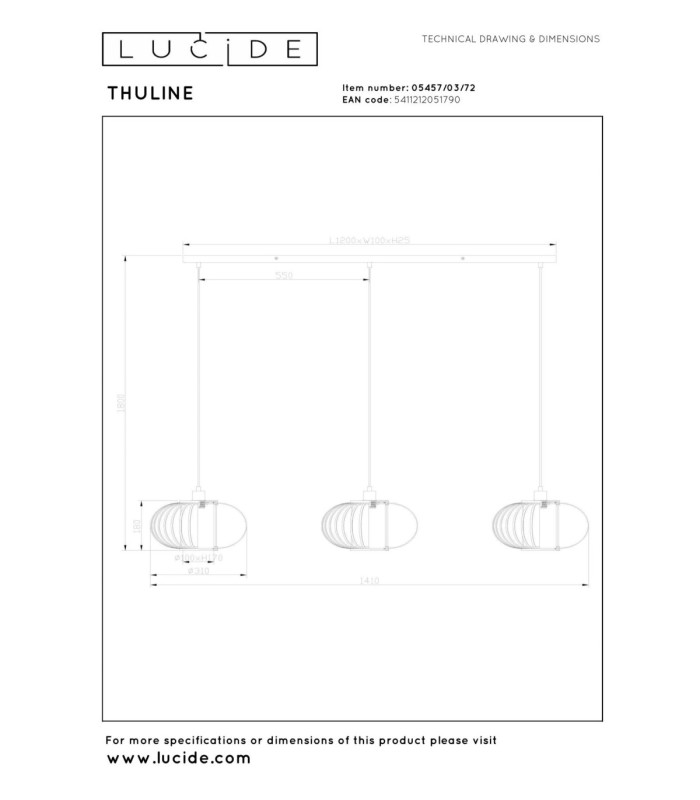 Lucide THULINE - Pendant light - 3xE27 - Light Wood Look - Essential-9
