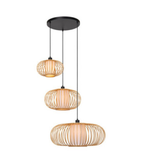 Lucide THULINE - Pendant light - 3xE27 - Light Wood Look - Essential-1