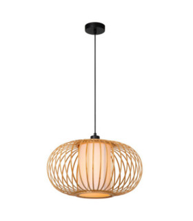 Lucide THULINE - Pendant light - Ø 45 cm - 1xE27 - Light Wood Look - Essential-1
