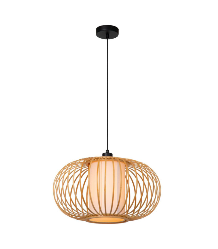Lucide THULINE - Pendant light - Ø 45 cm - 1xE27 - Light Wood Look - Essential-1